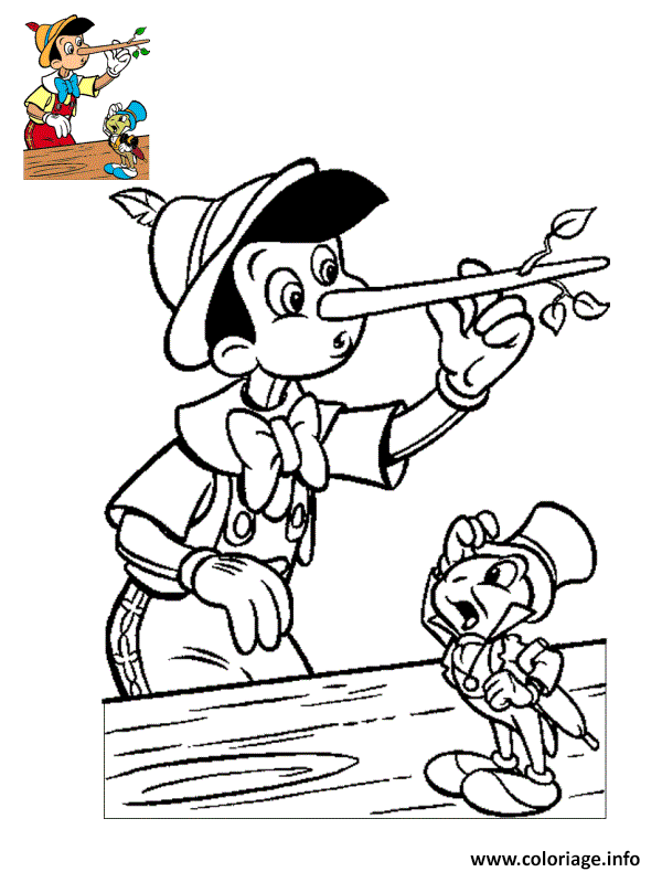 Coloriage Le Nez De Pinocchio Grandit Rapidement Dessin à Imprimer